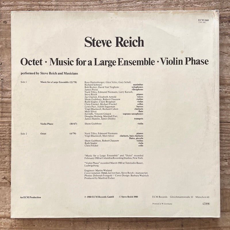 STEVE REICH / OCTET - MUSIC FOR A LARGE ENSEMBLE - VIOLIN PHASE - German ECM original