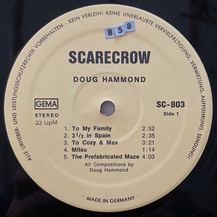 DOUG HAMMOND / ALONE, DOUG HAMMOND, SOLO - German Scarecrow Original