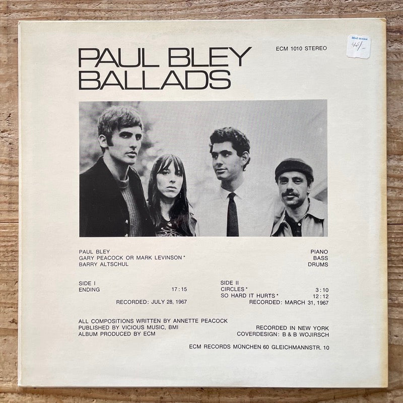 PAUL BLEY / BALLADS - German ECM Original