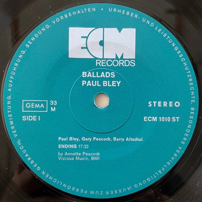 PAUL BLEY / BALLADS - German ECM Original