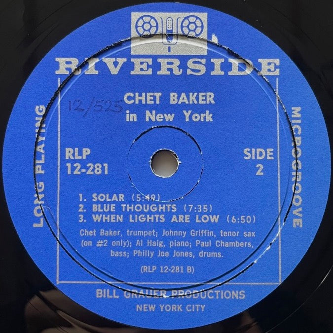CHET BAKER / IN NEW YORK - US Riverside Original