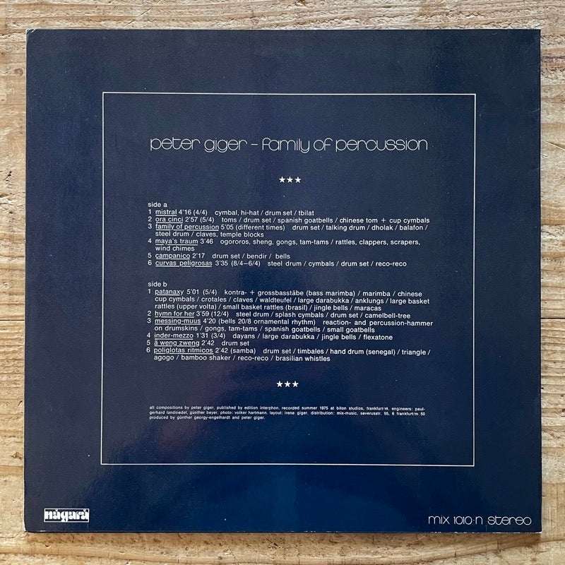 PETER GIGER / FAMILY OF PERCUSSION - German Nagara Original
