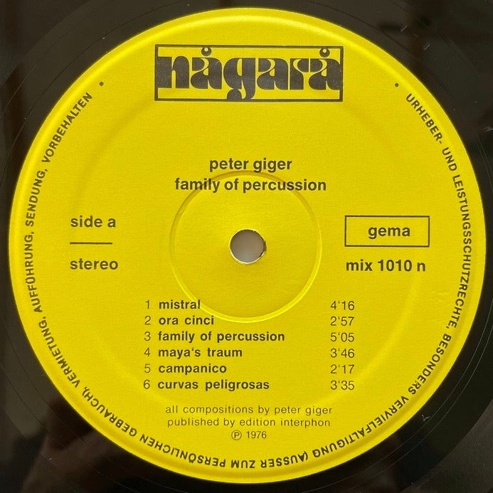 PETER GIGER / FAMILY OF PERCUSSION - German Nagara Original