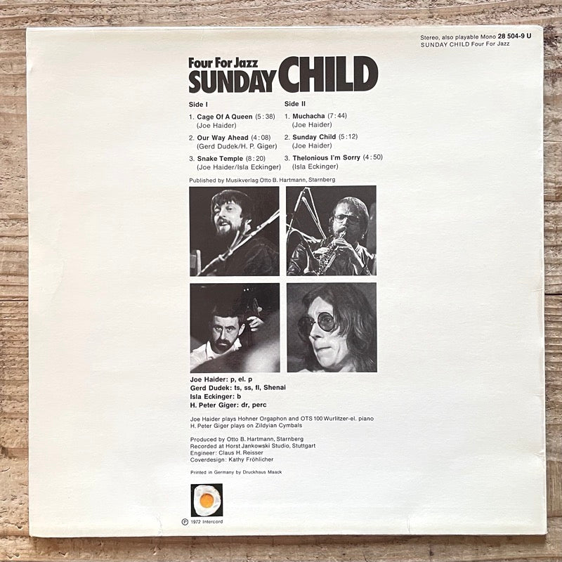 FOUR FOR JAZZ / SUNDAY CHILD - German Intercord Original
