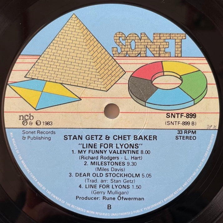 STAN GETZ & CHET BAKER / LINE FOR LYONS - Swedish Sonet Original