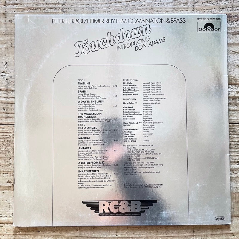 PETER HERBOLZHEIMER RHYTHM COMBINATION & BRASS / TOUCHDOWN - German Polydor Original