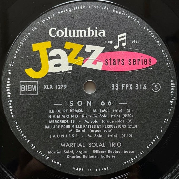 MARTIAL SOLAL TRIO / SON 66 - French Columbia Original