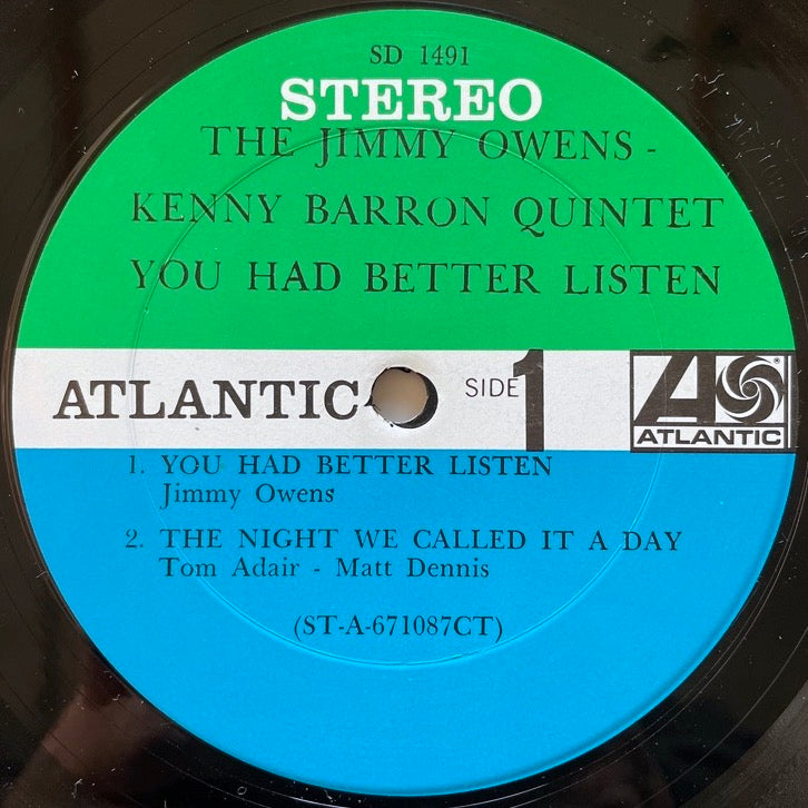 JIMMY OWENS - KENNY BARRON QUINTET / YOU HAD BETTER LISTEN - US Atlantic Original