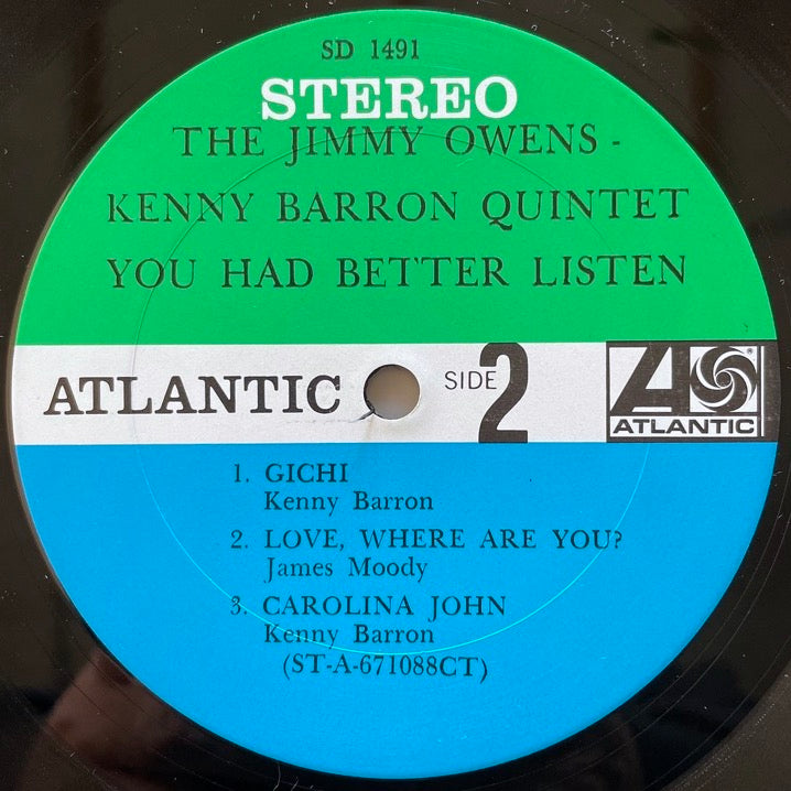 JIMMY OWENS - KENNY BARRON QUINTET / YOU HAD BETTER LISTEN - US Atlantic Original