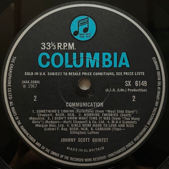 JOHNNY SCOTT QUINTET / COMMUNICATION - UK Columbia Original