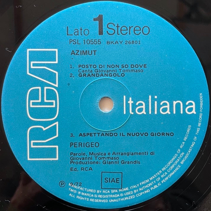 PERIGEO / AZIMUT - Italian RCA 2nd press