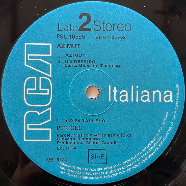 PERIGEO / AZIMUT - Italian RCA 2nd press