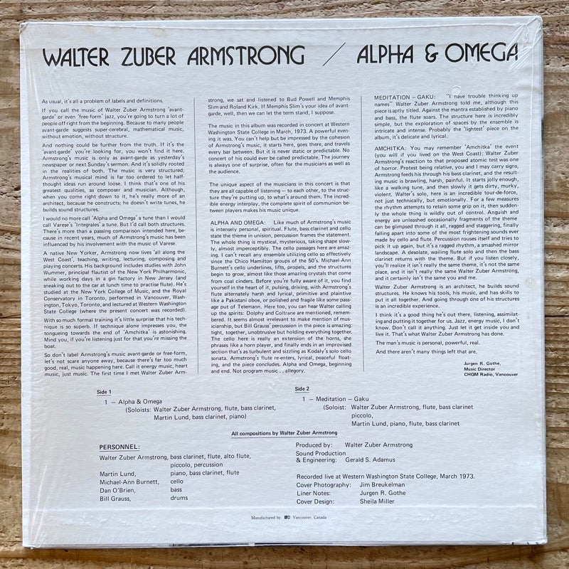 WALTER ZUBER ARMSTRONG / ALPHA & OMEGA - US Original