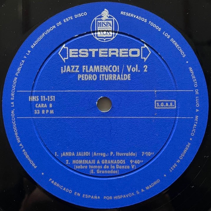 PEDRO ITURRALDE / JAZZ FLAMENCO VOL.2 - Spanish Hispavox Original