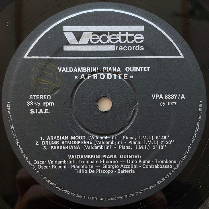 VALDAMBRINI-PIANA QUINTET / AFRODITE - Italian Vedette Original