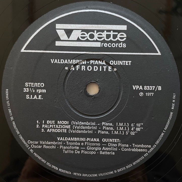 VALDAMBRINI-PIANA QUINTET / AFRODITE - Italian Vedette Original