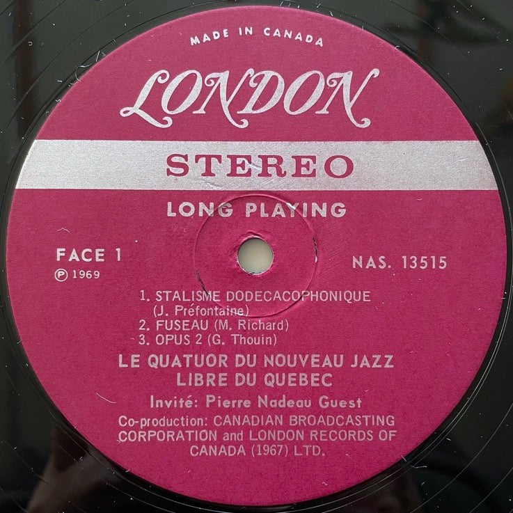 LE QUATUOR DU NOUVEAU JAZZ LIBRE DU QUEBEC - Canada London Original