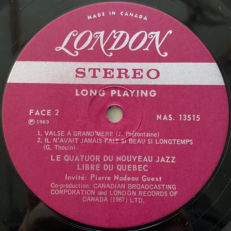 LE QUATUOR DU NOUVEAU JAZZ LIBRE DU QUEBEC - Canada London Original