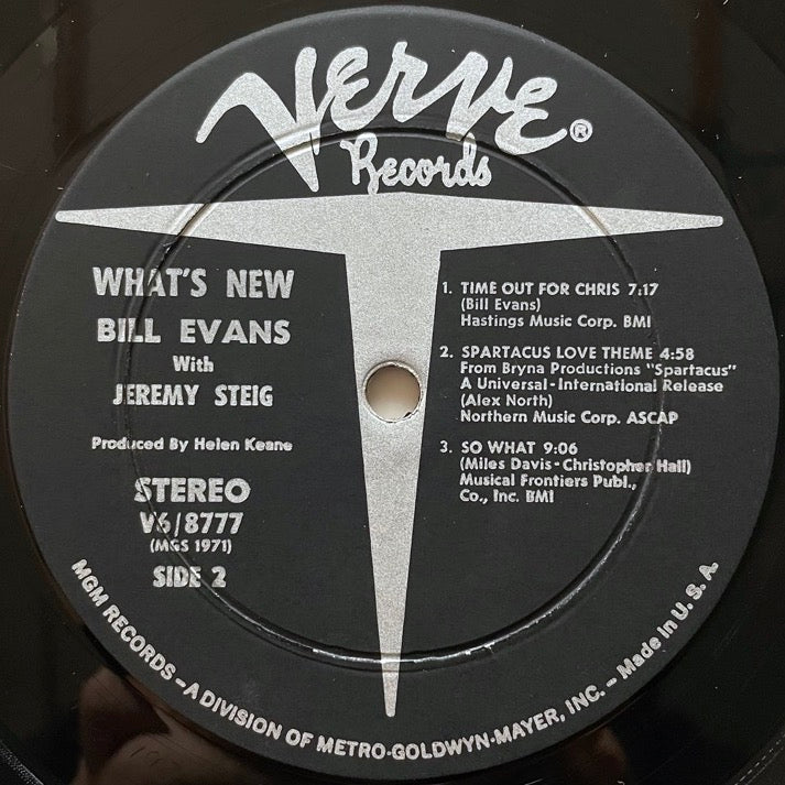 BILL EVANS with JEREMY STEIG / WHAT'S NEW - US Verve Original