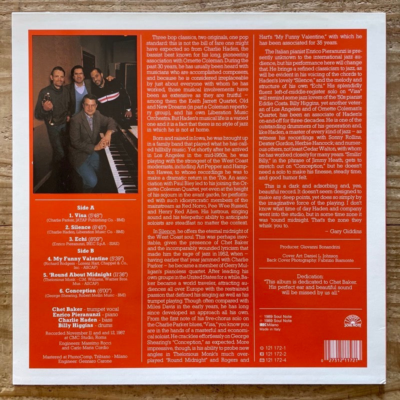 CHARLIE HADEN with CHET BAKER, ENRICO PIERANUNZI, BILLY HIGGINS / SILENCE - Italian Soul Note Original