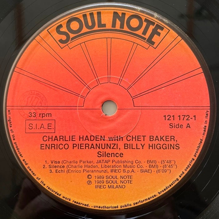 CHARLIE HADEN with CHET BAKER, ENRICO PIERANUNZI, BILLY HIGGINS / SILENCE - Italian Soul Note Original