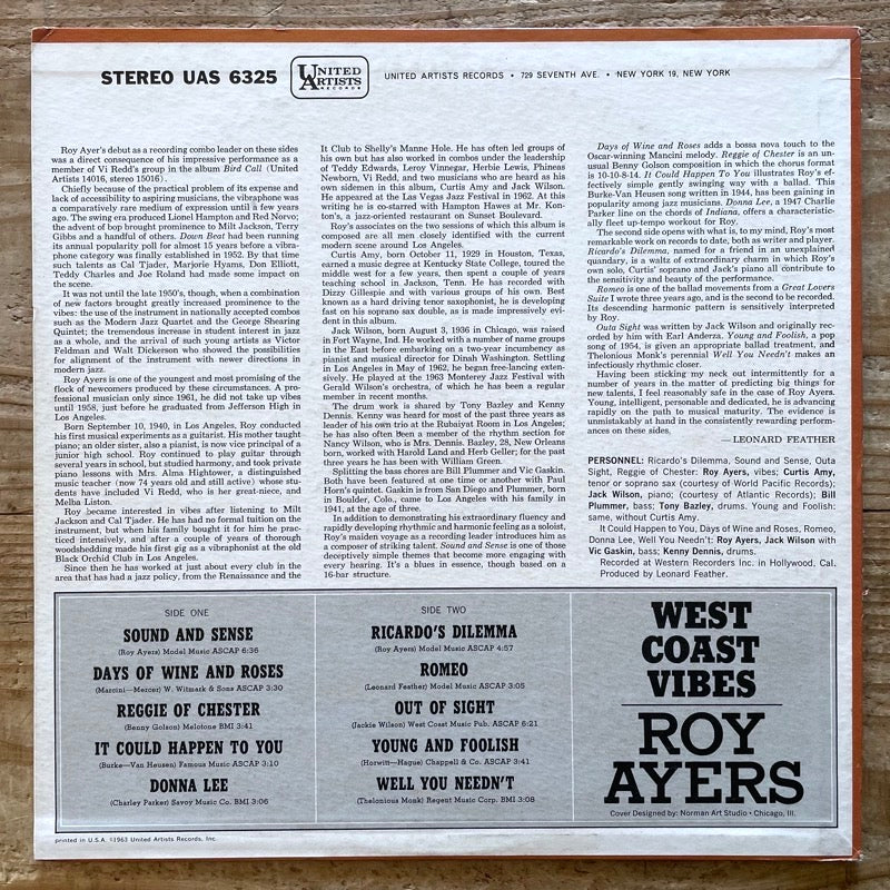 ROY AYERS / WEST COAST VIBES - US United Artists Original