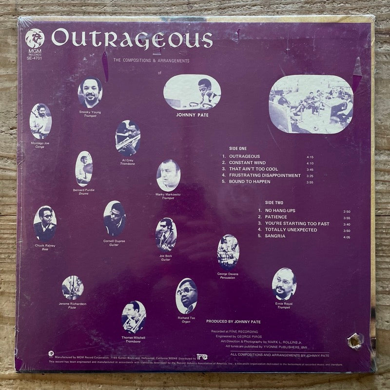 JOHNNY PATE / OUTRAGEOUS - US MGM Original Sealed