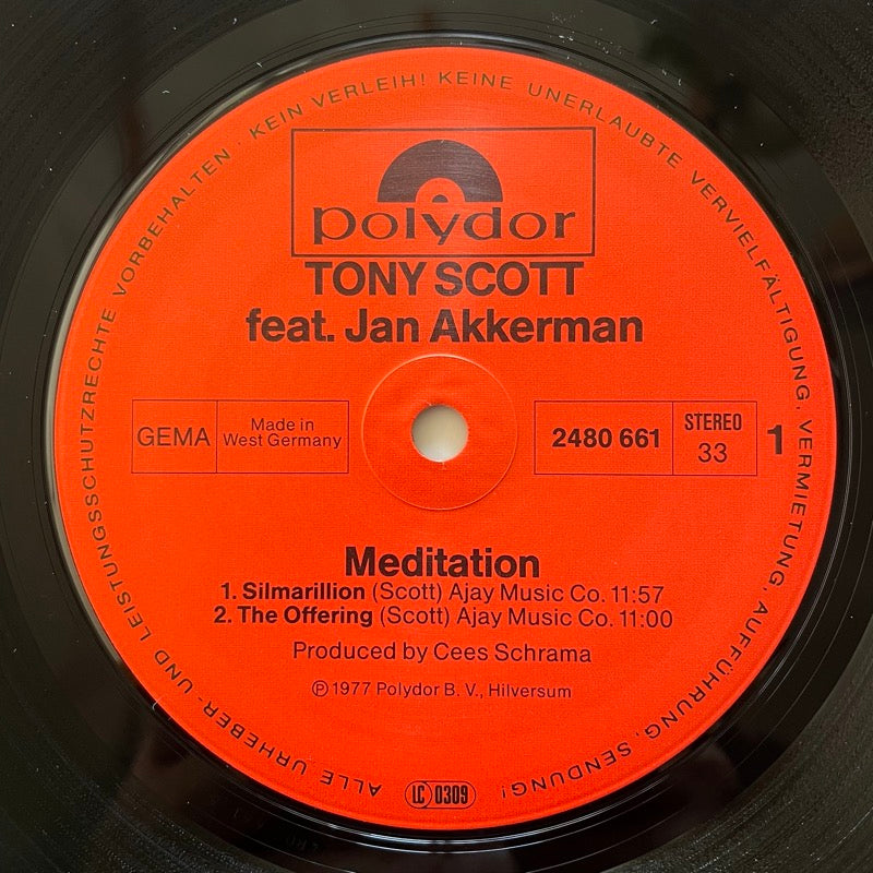 TONY SCOTT feat. JAN AKKERMAN / MEDITATION - German Polydor