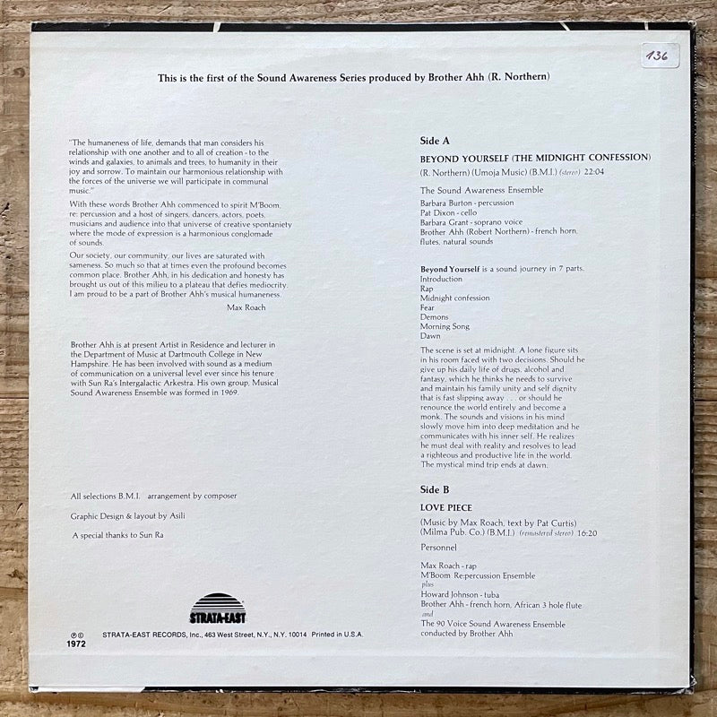 BROTHER AHH / SOUND AWARENESS - US Strata-East Original