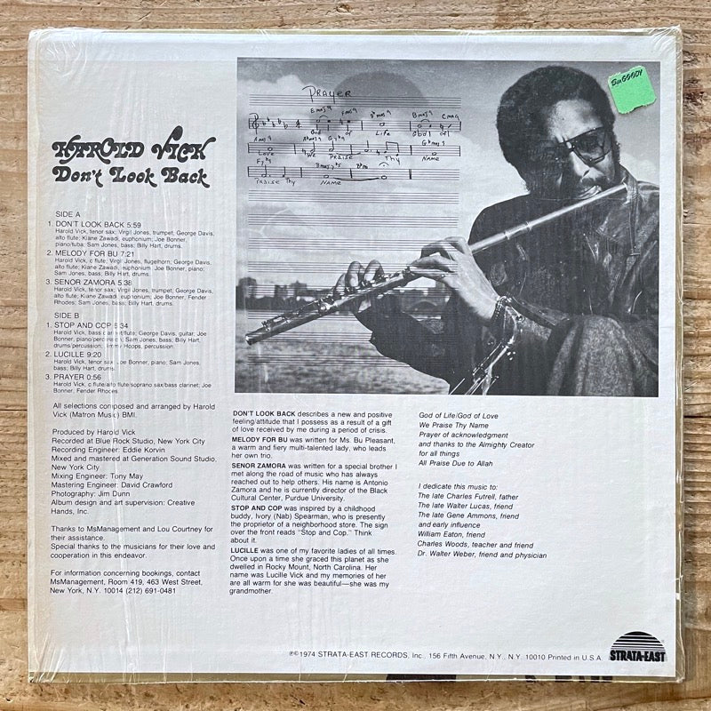 HAROLD VICK / DON'T LOOK BACK - US Strata-East Original