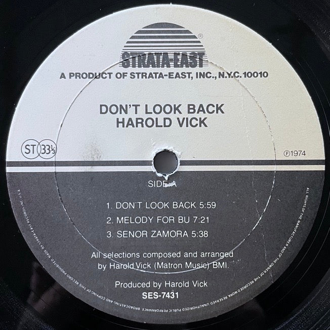 HAROLD VICK / DON'T LOOK BACK - US Strata-East Original