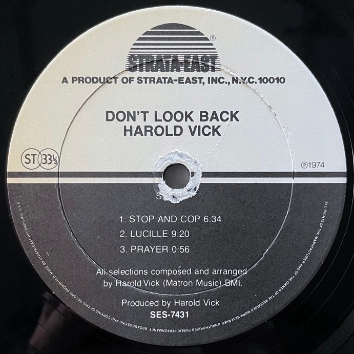 HAROLD VICK / DON'T LOOK BACK - US Strata-East Original