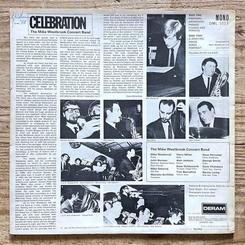 MIKE WESTBROOK CONCERT BAND / CELEBRATION - UK Deram Original