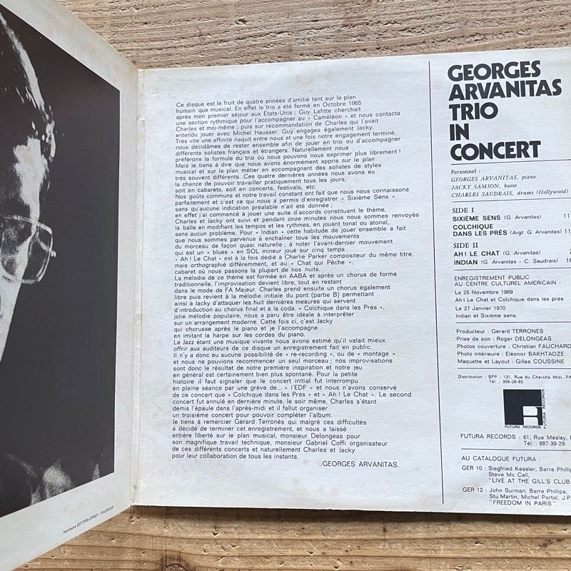 GEORGES ARVANITAS TRIO IN CONCERT - French Futura Gatefold Original