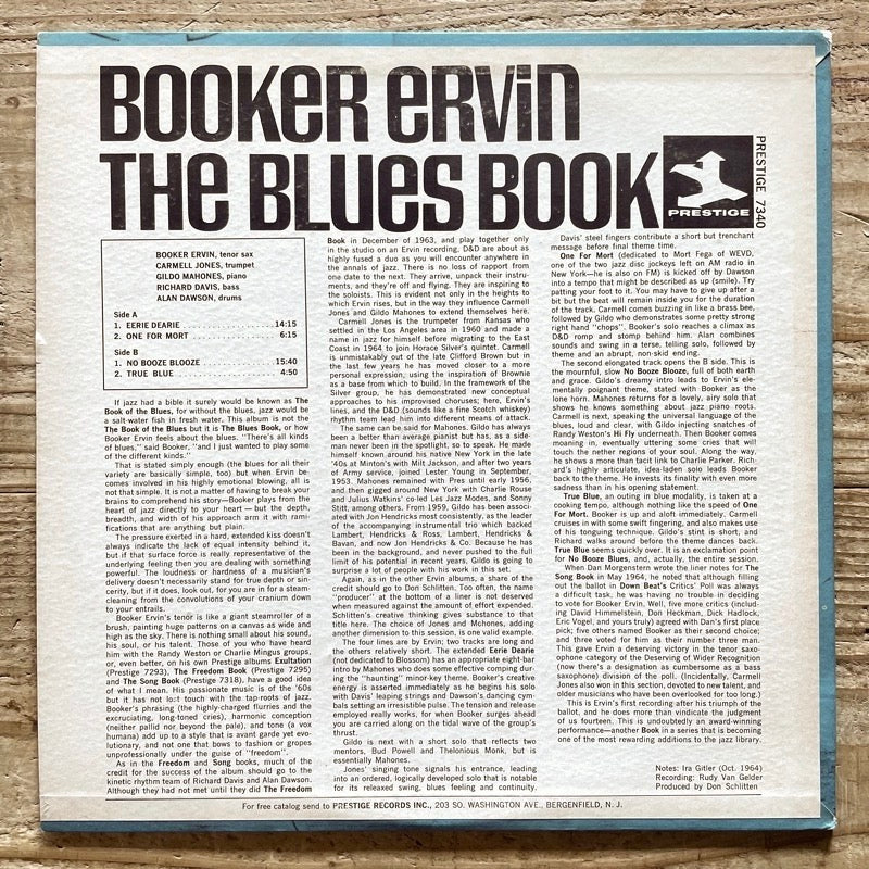 BOOKER ERVIN / THE BLUES BOOK - US Prestige stereo Original