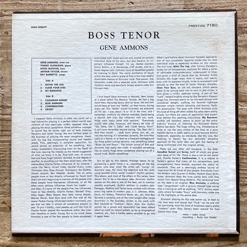 GENE AMMONS / BOSS TENOR - US Prestige Original