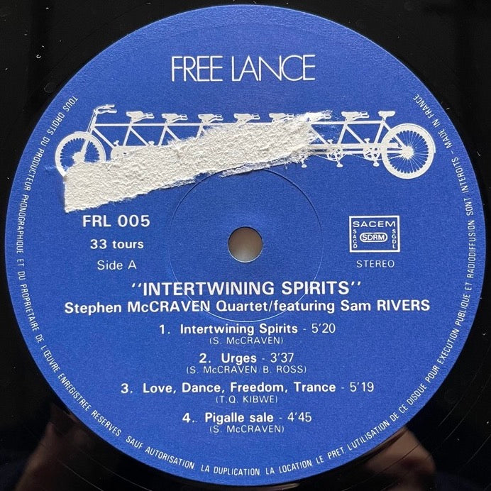 STEPHEN McCRAVEN QUARTET feat. SAM RIVERS / INTERTWINING SPIRITS - French Free Lance Original
