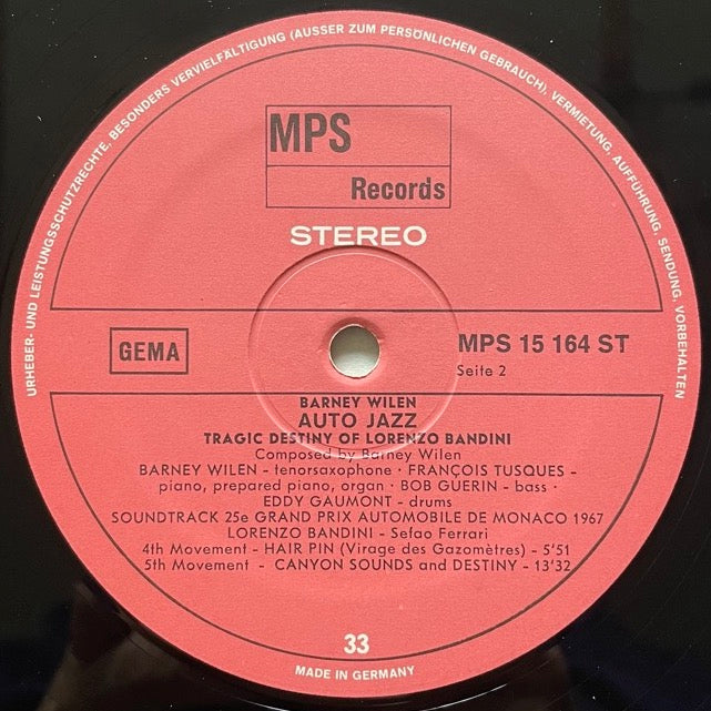 BARNEY WILEN / AUTO JAZZ - German MPS Original