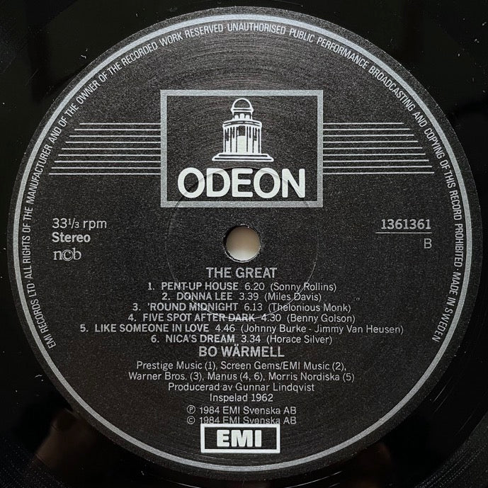 BOSSE WARMELL, maj 1962 - Swedish Odeon Original