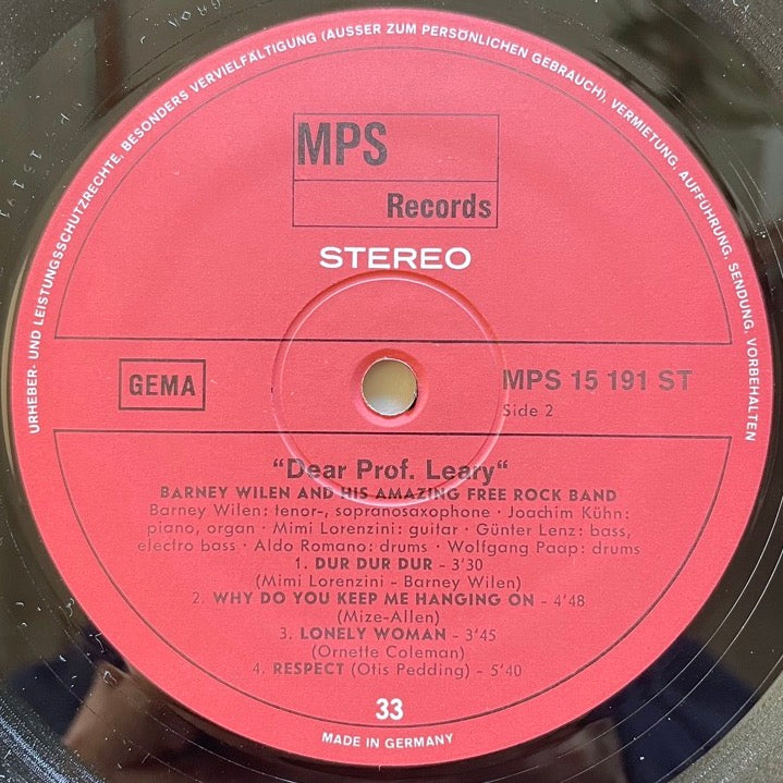 BARNEY WILEN AND HIS AMAZING FREE ROCK BAND / DEAR PROF. LEARY - German MPS Original