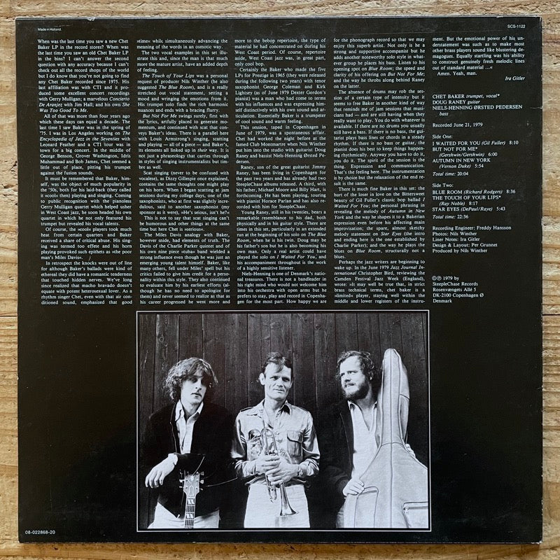 CHET BAKER / THE TOUCH OF YOUR LIPS - German SteepleChase Audiophile Edition