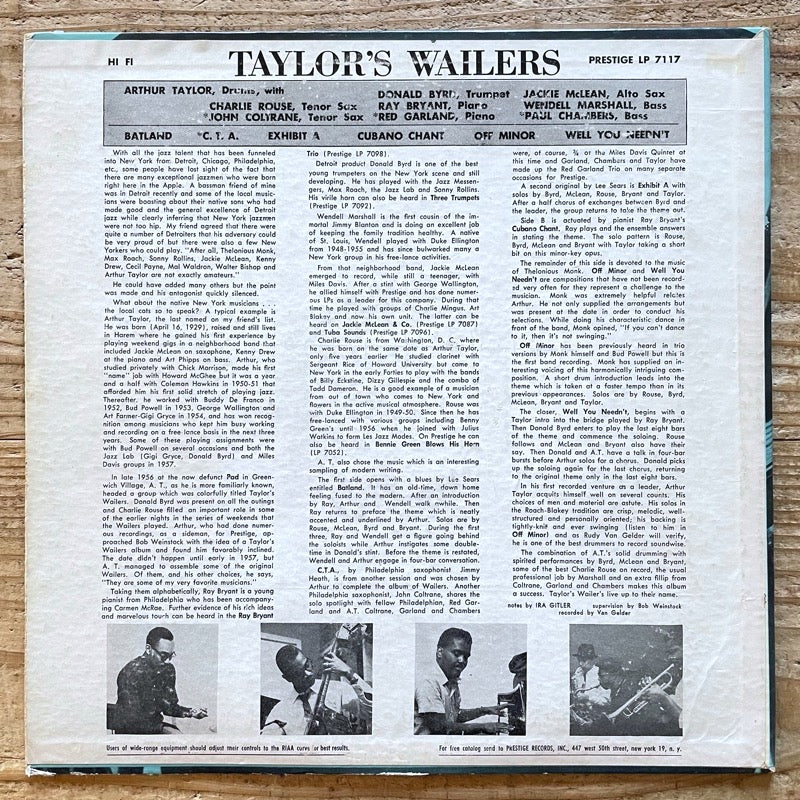 ART TAYLOR / TAYLOR'S WAILERS - US Prestige DG MONO Original