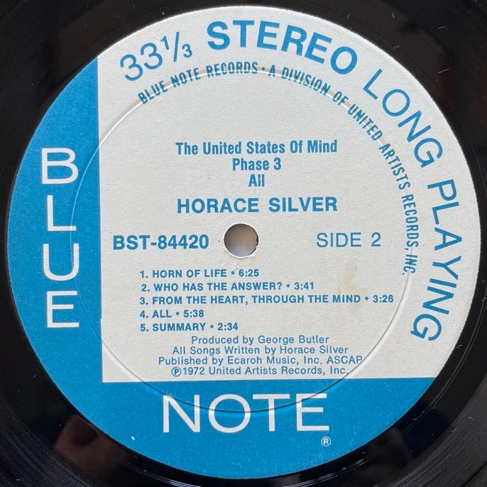 HORACE SILVER / ALL: THE UNITED STATES OF MIND PHASE 3 - US Blue Note Original