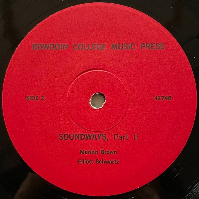 MARION BROWN - ELLIOTT SCHWARTZ / SOUNDWAYS - US Bowdoin College Music Press Original