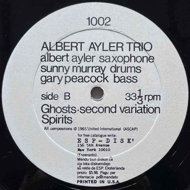 ALBERT AYLER TRIO / SPIRITUAL UNITY - US ESP-DISK