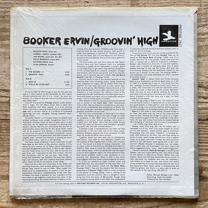 BOOKER ERVIN / GROOVIN' HIGH - US Prestige stereo Original