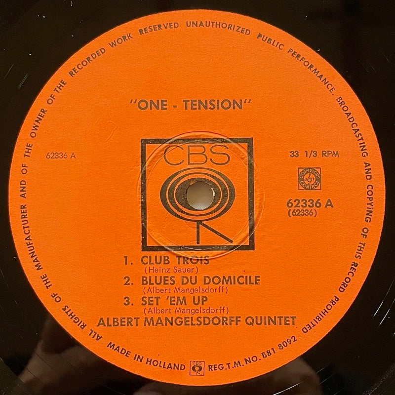 ALBERT MANGELSDORFF QUINTET / ONE - TENSION - German CBS Original