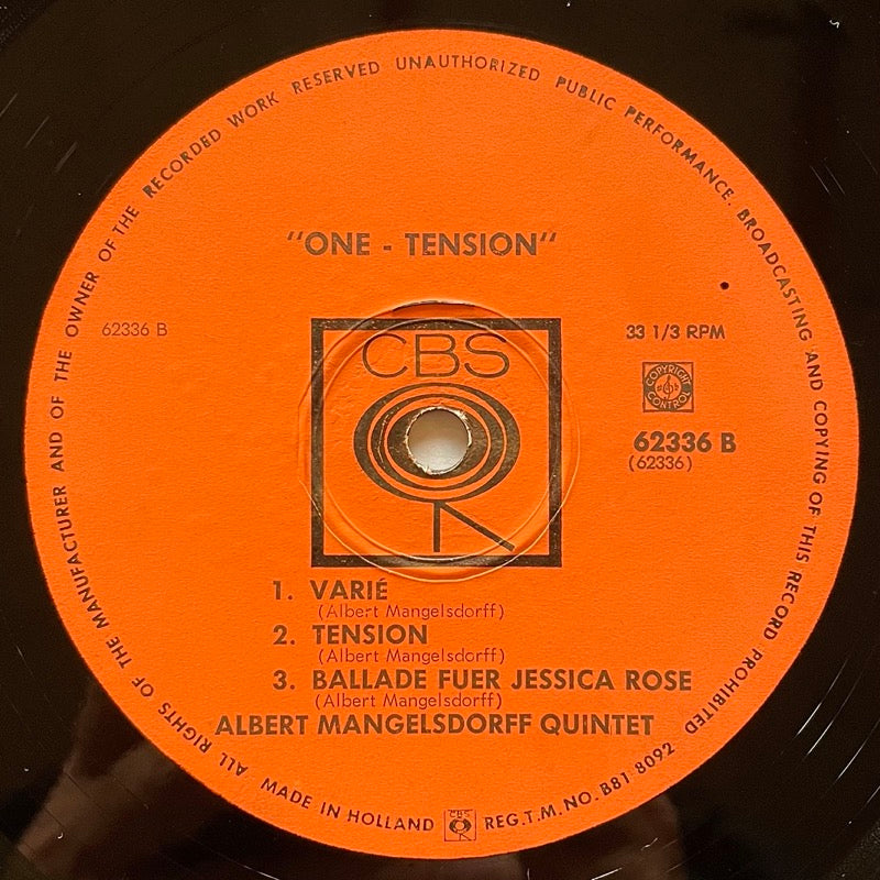 ALBERT MANGELSDORFF QUINTET / ONE - TENSION - German CBS Original