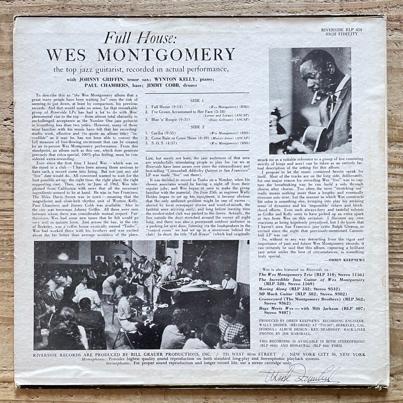 WES MONTGOMERY / FULL HOUSE - US Riverside Original