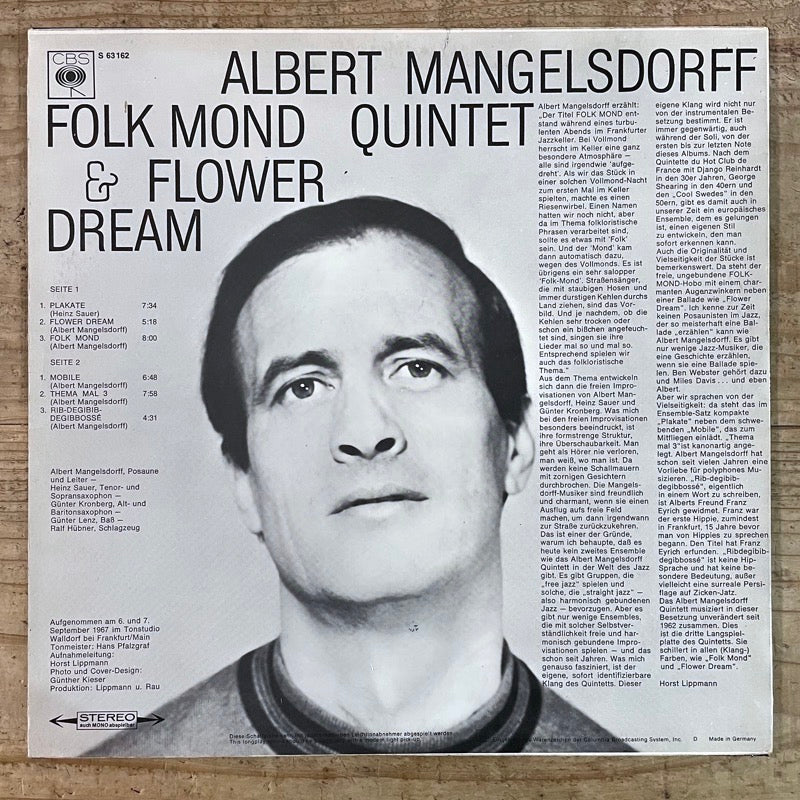 ALBERT MANGELSDORFF QUINTET / FOLK MOND & FLOWER DREAM - GERMAN CBS Original